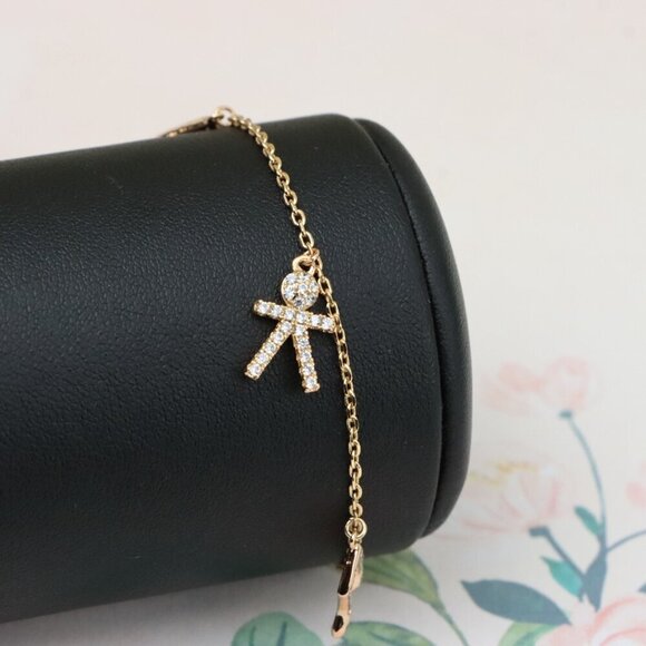 "Chic Rose Gold Charm Bracelet with Crown, Music & Stick Figure, XPBL0872 - Picture 7 of 12